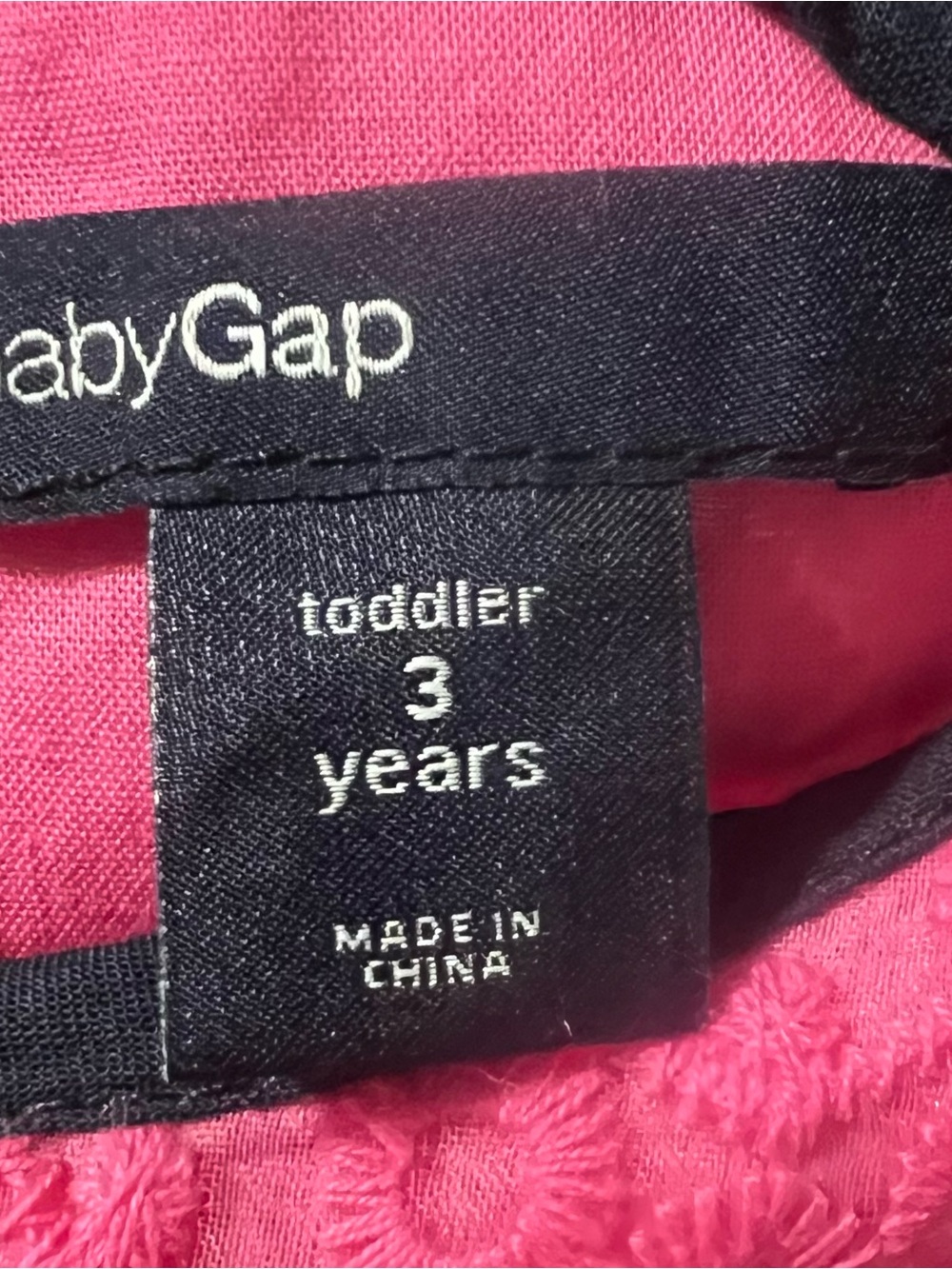Baby Gap Girls Hot Pink Lace Dress with Black Trim Bow 3 year Toddler dress - Picture 4 of 5